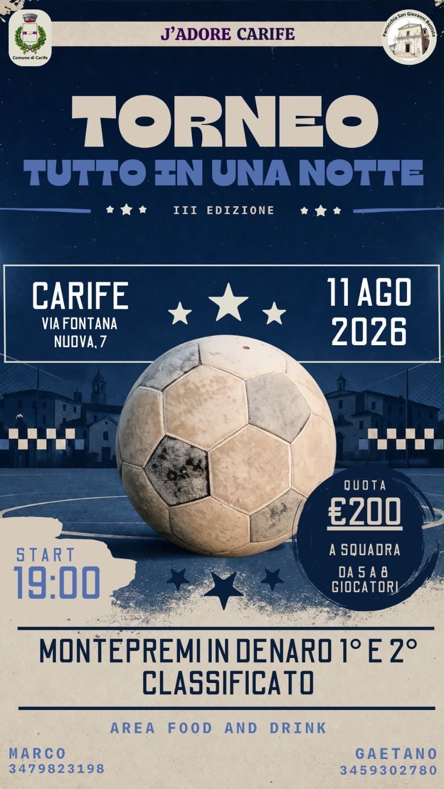 TORNEO TUTTO IN UNA NOTTE — Calcetto, Carife